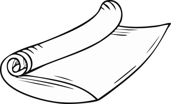 Minimalistic Line Art Illustration of Rolled Up Mat or Paper Sheet Showing Unfurled Edge vector