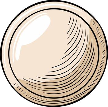 Vintage style drawing of a single round pearl with shading and highlights vector