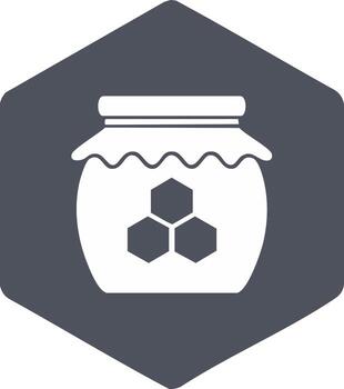 Modern Honey Jar Icon with Honeycomb Pattern Inside Hexagonal Shape vector