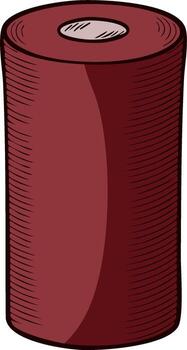 Maroon Cylindrical Object with Hatching Pattern and Central Opening vector