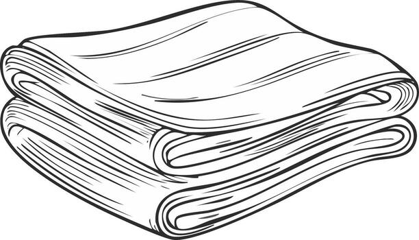 A neat stack of two folded towels or fabrics in a clean black and white line art illustration vector