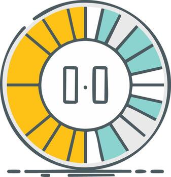 pausa símbolo en vistoso redondo diagrama con tarta gráfico segmentos y contorno icono vector