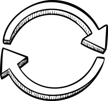 Hand drawn circular arrows icon. Sketch doodle of a refresh, reload, or recycle symbol vector