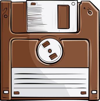 Retro digital data storage medium illustration, old technology floppy disk vector