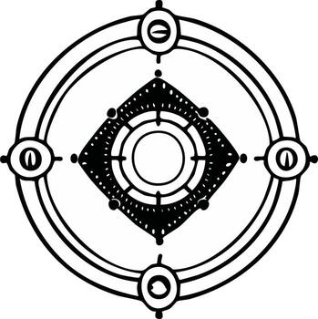 illustration of an intricate mystical geometric symbol with circular and diamond elements vector
