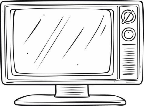 Retro television set with analog dial and screen reflection vector