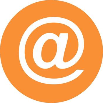 a símbolo correo electrónico icono en un naranja círculo, plano diseño para Internet comunicación vector