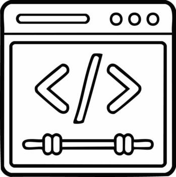 Coding interface with brackets and sliders icon for web development and programming vector