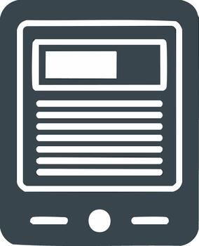 Electronic Reading Device Showing Text Information and Round Button vector