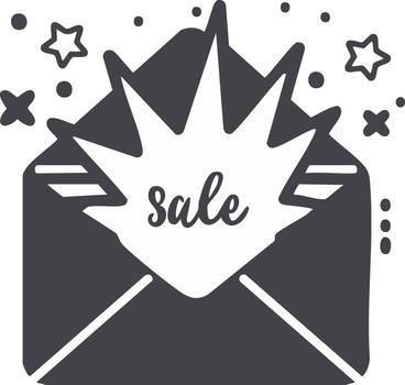 gráfico ilustración de un rebaja mensaje muy lleno desde un abierto correo sobre con estrellas vector