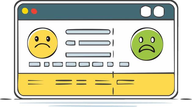 usuario interfaz con triste caras, cliente comentario, encuesta formar en sitio web, malo revisión experiencia vector