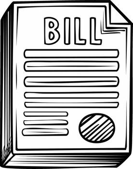Stack of bills with the word bill written on top vector