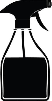 Black silhouette of a spray bottle with liquid inside and a trigger mechanism vector