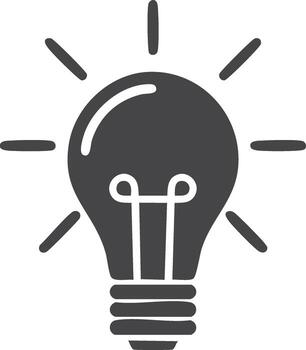 Bright light bulb concept with radiating rays symbolizing new ideas invention and power vector