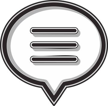 monocromo habla burbuja icono con un navegación menú símbolo para aplicación y web diseño vector