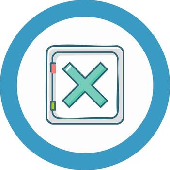 Hand Drawn Cross Mark Inside a Square Button with Circular Border vector