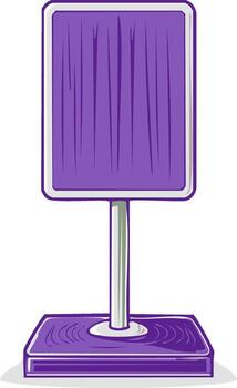 Purple information display stand with vertical lines and a wide base vector
