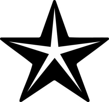 Bold Black Five-Pointed Star Symbol with Sharp Angles vector