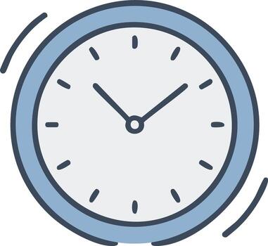 Clock face showing time with a minimalist design in blue and white vector
