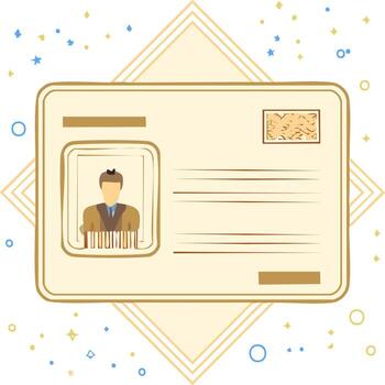 Illustration of an Identification Card with a Portrait and Decorative Elements vector