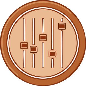 Audio Mixer Icon Button in Brown Tones with Faders Controls Sound Adjustment Equipment vector