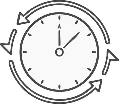 Clock and Rotating Arrows Outline Time Cycle Deadline Schedule Illustration vector