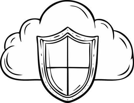 Cloud Computing Protection With Shield Outlined Security Safeguard vector