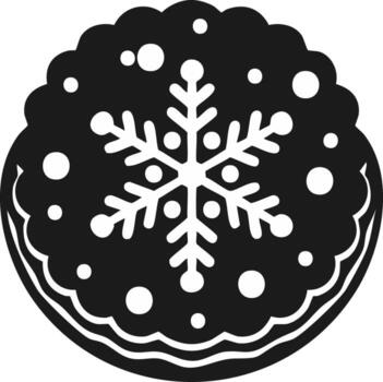Christmas cookie with snowflake design isolated on black background vector