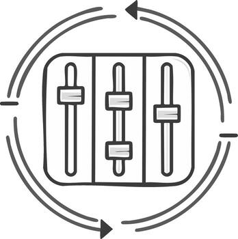 bosquejo ilustración de sonido igualada ajustes icono con circular flechas vector