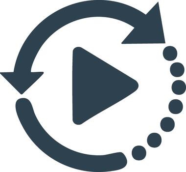 giratorio jugar icono con bucle flechas y punteado circulo vector