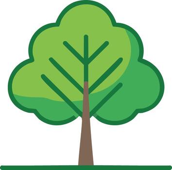 Stylized green tree with brown trunk and distinct leaf shape illustration vector