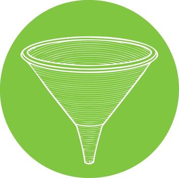 línea Arte embudo icono representando ventas proceso, marketing, y datos filtración vector