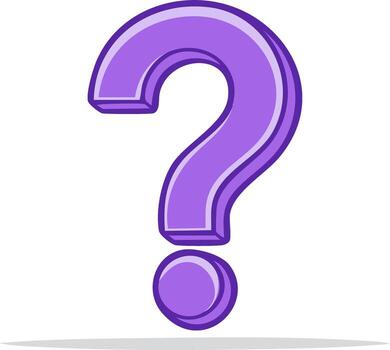 Shiny purple 3D question mark symbol illustration for help support and FAQ design element vector