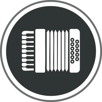 Icon of an accordion within a circular frame, simple graphic music element illustration vector