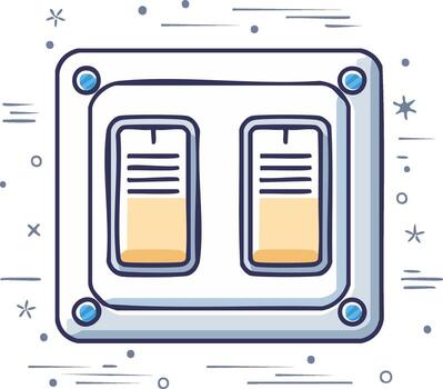 Doodle style cartoon depiction of a double light switch with two indicator bars showing levels vector
