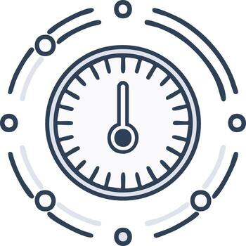 velocímetro calibre icono indicando medición Progreso y actuación nivel vector