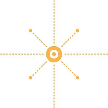 naranja circulo con punteado líneas radiante hacia fuera en blanco fondo para conceptos vector