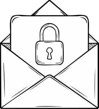 Secure Envelope with Padlock Illustration for Private Communication and Data Protection vector
