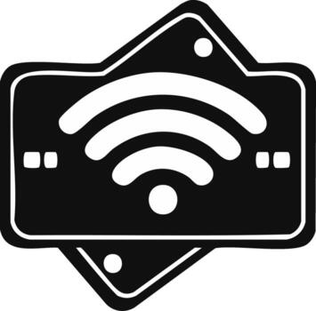 Wi Fi internet connection symbol inside a hand drawn shield icon for wireless network security vector