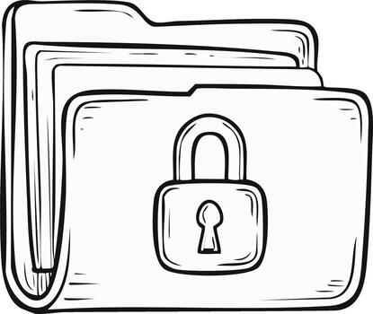 bosquejo de un carpeta con un candado, representando datos seguridad y proteccion concepto vector