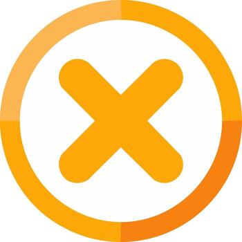 un minimalista naranja X marca icono dentro un segmentario círculo, un símbolo para error, rechazo, y cancelación vector