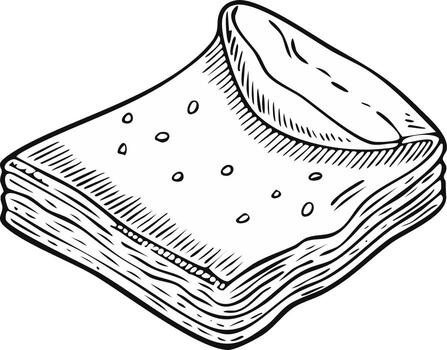 Stack of flatbreads with small holes in a drawing style vector