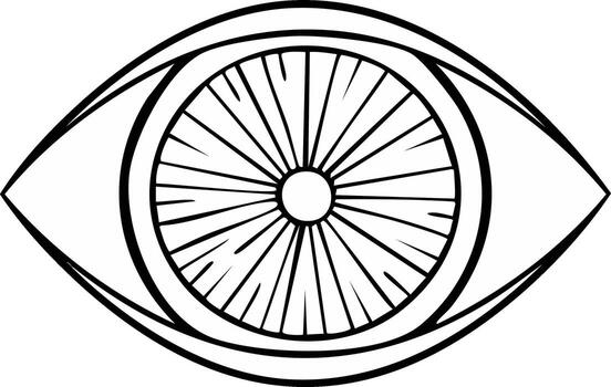 Artistic eye illustration, simple line drawing of eye shape and design element vector