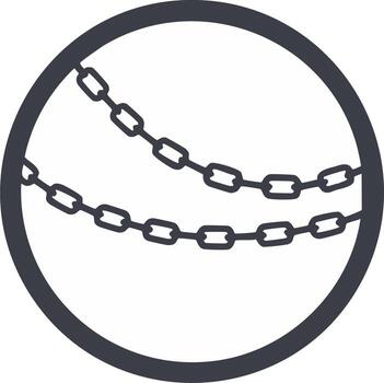 Two chains icon in a circle symbolizing connection strength and teamwork vector