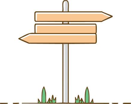 Wooden directional signpost with blank arrows pointing left and right vector