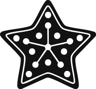 Five-Pointed Star Cookie with Dot Pattern Design Black and White Monochrome vector