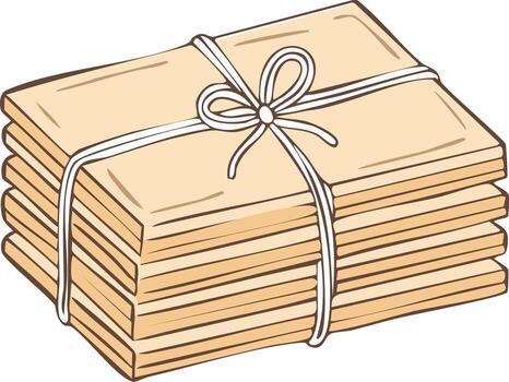 apilar de marrón documentos atado con un blanco cuerda y arco vector