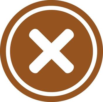 sencillo plano icono de un cerca botón con un blanco X cruzar en un marrón circulo vector