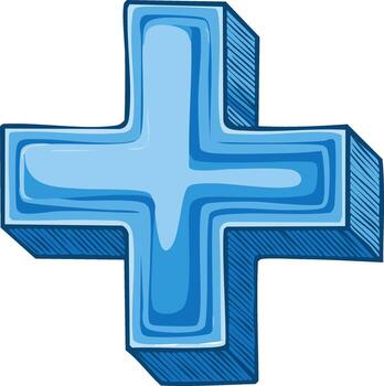 Stylized Blue Plus Sign Illustration Showing Addition Mathematics Drawing Image vector