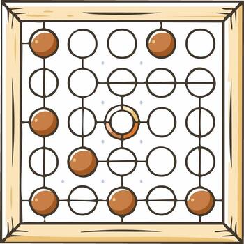 Hand Drawn Grid Game With Marbles Strategy or Logic Puzzle Concept vector
